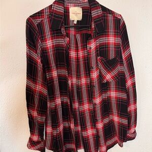 Women's Red Plaid Button Down Shirt
